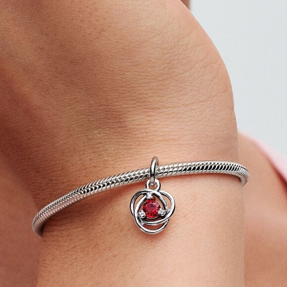 Pandora July True Red Eternity Circle Dangle Charm - Picture 2 of 2